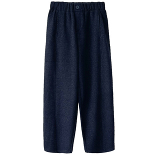 松紧腰羊毛醋酸加绒毛呢裤女秋冬裤子宽松显瘦休闲萝卜哈伦裤冬季