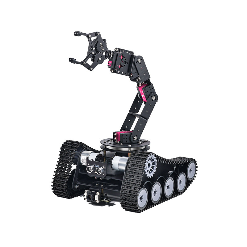 开源6自由度履带车机械臂机器人比赛巡线避障智能搬运小车底盘diy