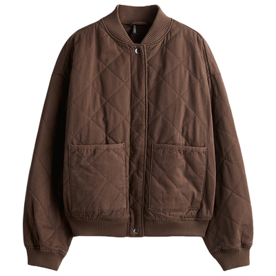 HM女装棉服2025秋季低罗纹领绗缝大廓形飞行员夹克外套1303356