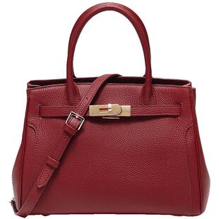 百丽包包铂金包女26新款商场同款红色婚包手提斜挎妈妈包X7348AX6