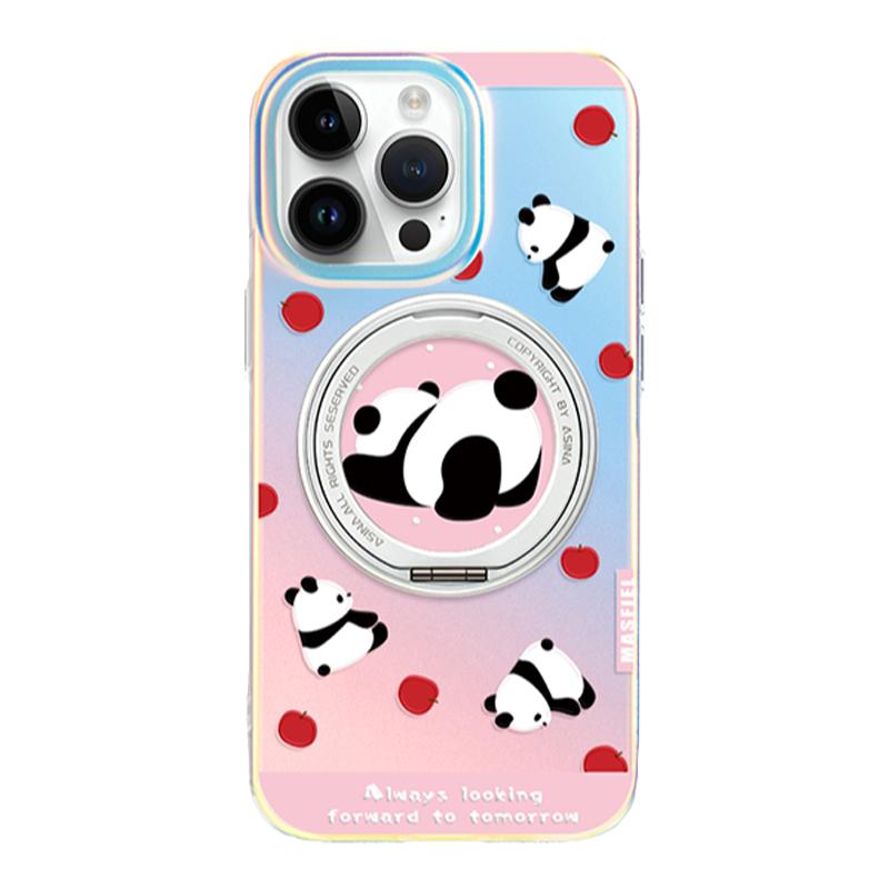 SHEHENG × 可爱熊猫适用iPhone15ProMax磁吸支点手机壳14Pro新款13保护套高级pm男por超薄小众外壳Lo5