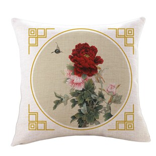 新中式古典牡丹花抱枕窗格花纹中国风红木沙发客厅大靠背枕头含芯