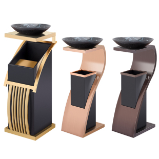 酒店垃圾桶大堂立式商用不锈钢带烟灰缸商场宾馆KTV大厅走廊专用