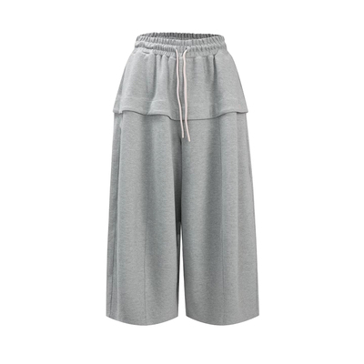 ALL BEINGS2026SS新品设计感休闲显瘦 刺绣裙片廓形立体九分卫裤