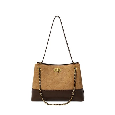 南风Chio2nd 托特包包女2025新款秋冬麂皮小众菱格链条单肩斜挎包