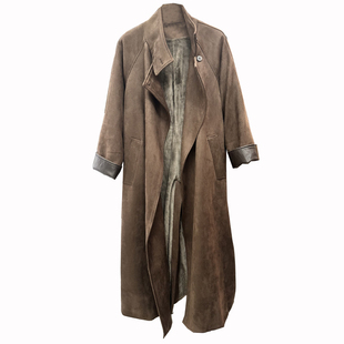 TARU加绒加厚麂皮绒大衣女长款冬季新款过膝保暖高质感宽松外套潮