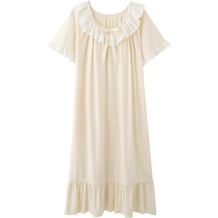 马克公主带胸垫睡裙夏款甜美公主风家居服棉质温柔仙女睡衣连衣裙