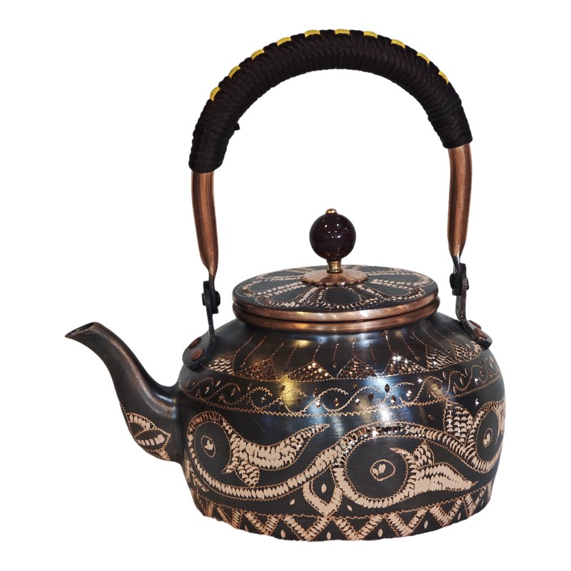 纯铜手工雕刻花纹茶壶顺丰包邮