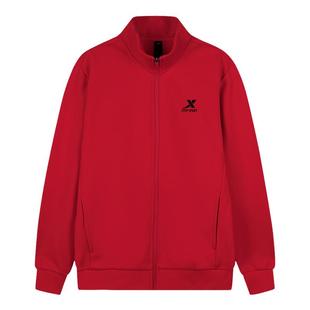 特步加绒运动外套男冬季官方正品运动服红色开衫休闲针织上衣男款