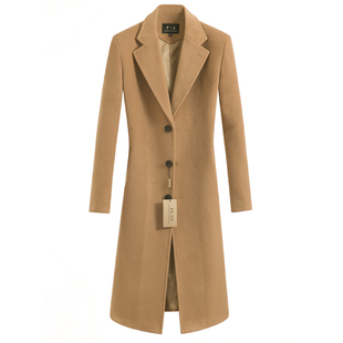 男士秋冬中青年单排扣商务大衣过膝超长保暖战壕英伦韩版羊毛外套