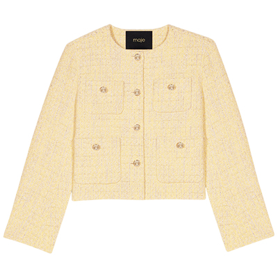 Maje时尚多巴胺黄色长袖短款外套