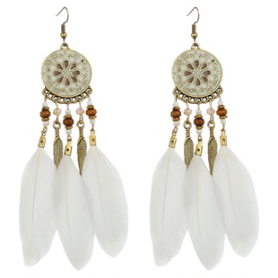 CACUSS波西米亚风耳环民族风夏季羽毛仙气显脸小气质旅游度假耳饰