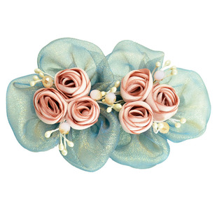 31街韩版绢纱花朵发夹原创手工布艺绢花顶夹花苞弹簧夹头花发饰品