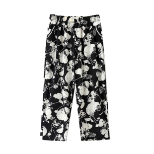 中老年人女裤夏季冰丝七分裤薄款妈妈宽松高腰裤奶奶夏天花裤子