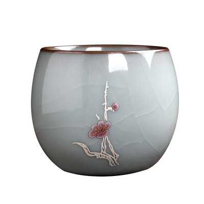 青瓷茶杯个人专用主人杯官窑茶具