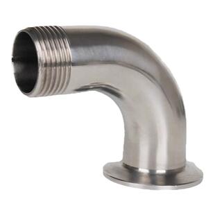 304不锈钢外丝快装弯头90度卫生级弯管焊接卡盘螺纹接头管件抛光