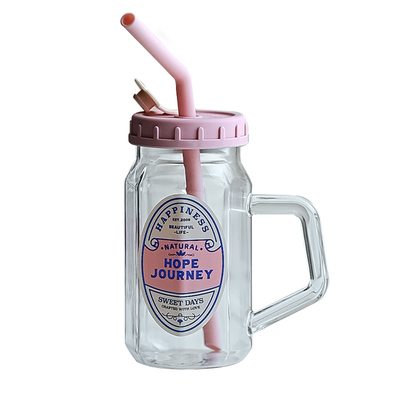 【粉嫩少女心】玻璃吸管杯果汁杯