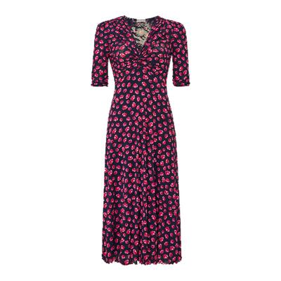 [双面穿]DVF2026春夏新款茶歇裙双面印花弹力网纱连衣裙DS1U015