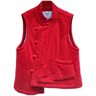 古石后原创红色棉马甲女款2025新款小个子新中式拜年服国风坎肩