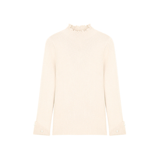 Amybaby女童上衣冬季2025新款修身保暖木耳边半高领针织打底衫