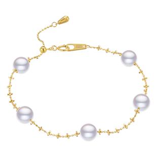 黛米珠宝 星辰点点 6.5-7mm海水akoya珍珠18K金手链Sparkling系列