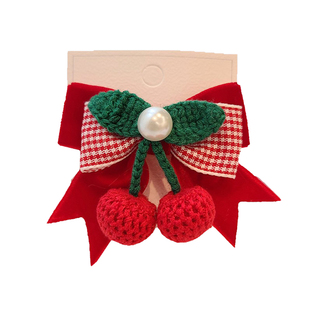 韩版樱桃发夹毛线针织发饰可爱女童公主蝴蝶结发圈皮筋儿童发卡