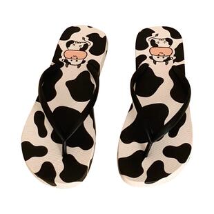 人字拖女夏可爱卡通防滑外穿平底夹板ins潮情侣沙滩夹脚凉拖鞋男