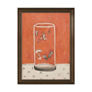 常玉八尾金鱼玄关装饰画艺术世界名画创意壁画落地画书房茶室挂画