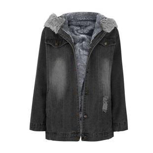 Women winter big size denim jacket ladies warmth jeans coat