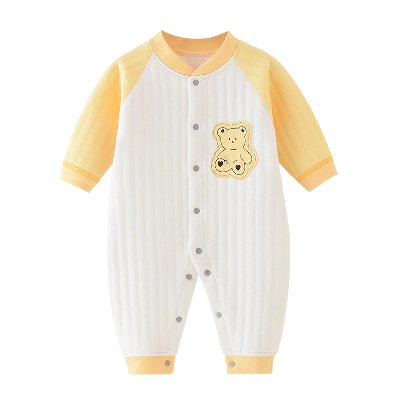 婴儿连体衣保暖春秋冬季款纯棉夹棉宝宝内衣爬爬服睡衣新生儿衣服