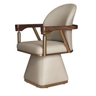 轻奢茶室主人位真皮转椅设计师多功能360度转椅书椅茶台主人椅子