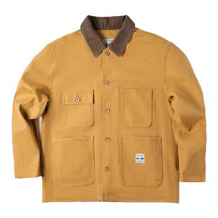 马登工装 美式复古重磅密歇根帆布夹克多口袋咔叽翻领薄外套男春