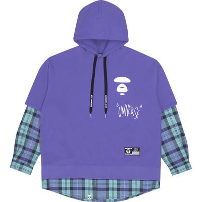 aape旗舰店男装秋冬格纹假两件