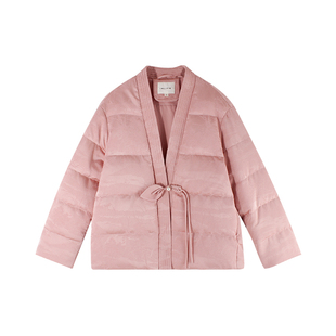 伊纳芙新中式盘扣羽绒服女冬季新款高级气质国风提花保暖鸭绒外套