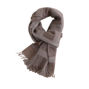 稀世呈现！55狐狸绒45山羊绒围巾格子绿色围巾加大加厚围脖女冬季