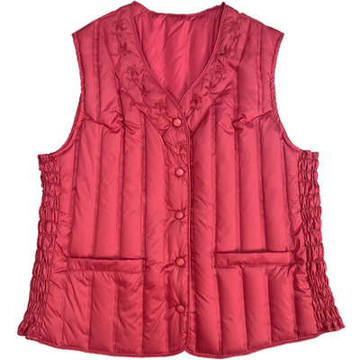 雅鹿2025冬中国风刺绣羽绒马甲女