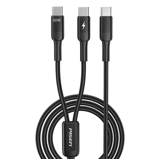 品胜100W快充数据线双快充二合一线一拖二两头快充线适用iPhone17苹果华为小米三星安卓平板编织线车载通用