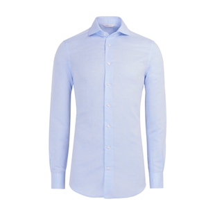 【小码】奥莱SUITSUPPLY蓝色亚麻棉混纺衬衫