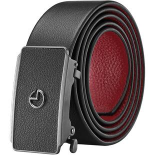 【不锈钢】金利来皮带男真皮本命年属马红腰带腰封自动扣牛皮裤带