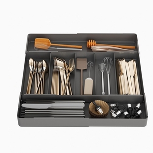 抽屉分格可伸缩收纳盒化妆品内置分隔整理盒餐具筷子勺子厨房置物