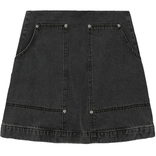 IT SJYP女装合身牛仔半身裙新款甜酷街头风水洗A字裙短裙SC2500XM