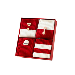 红袜子本命年棉袜女款秋冬中筒2026马年新款可爱新年保暖红色长袜