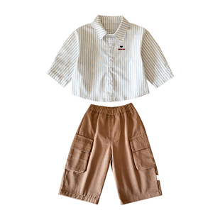 男童套装2026新款宝宝春装衣服小月龄针织马甲洋气两件套外出服萌