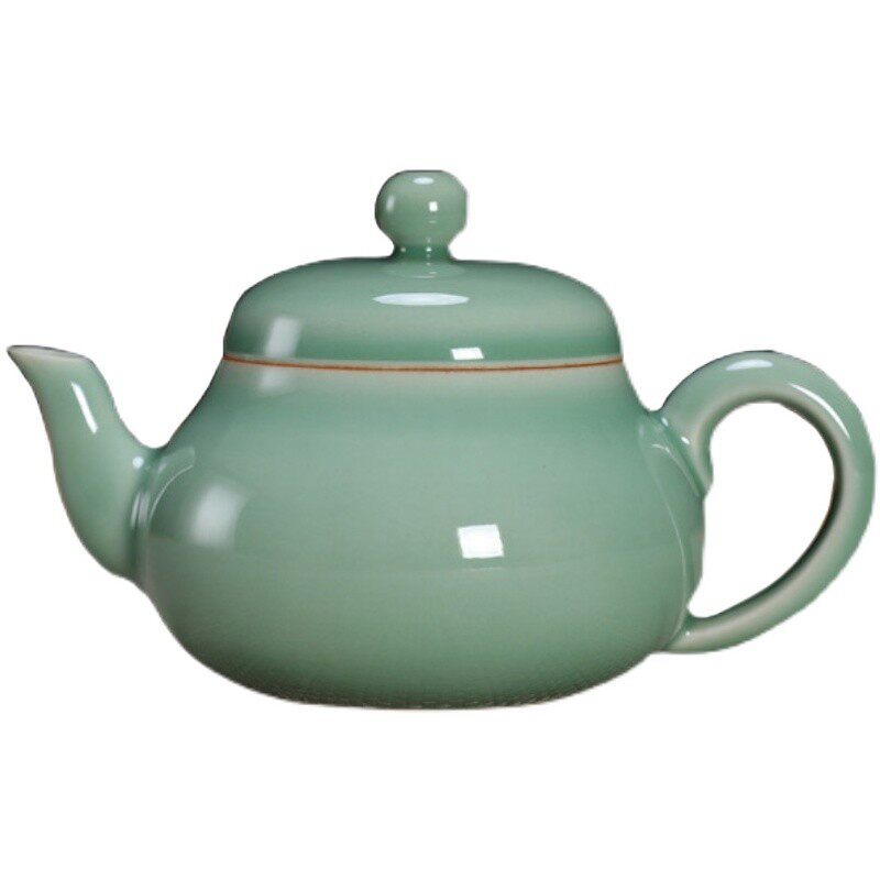 青瓷吴国全手工弟窑梅子茶壶