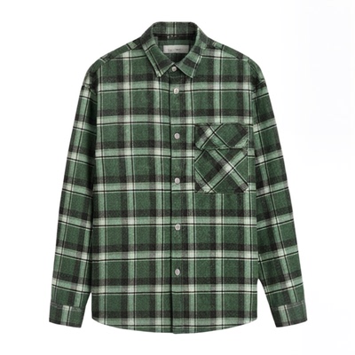 森马格纹绒感牛仔外套长袖衬衫男