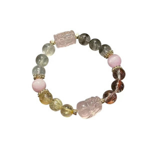 贝奇手作·多宝款设计手串粉晶貔貅天然水晶【爱情·金钱·健康】