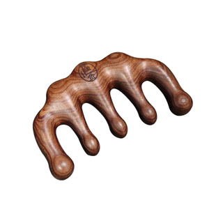 檀木按摩梳头皮按摩梳经络梳子防脱发便携五爪按摩梳四合一按摩器