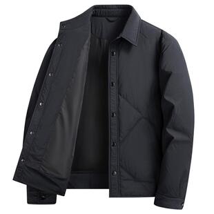 罗蒙男士翻领羽绒服2025秋冬新款商务休闲保暖爸爸装上衣外套男款