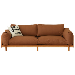 实木布艺沙发组合现代简约科技布可拆洗小户型三人位客厅双人直排