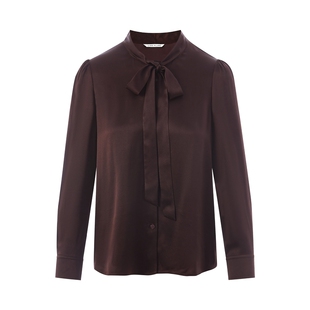 朗姿集团LIME莱茵桑蚕丝可机洗飘带领长袖衬衫25夏新款通勤职业装